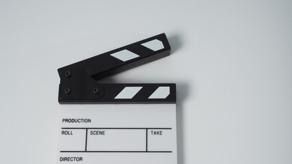 clapper board or movie slate.It 's used in video production and film industry on white background.