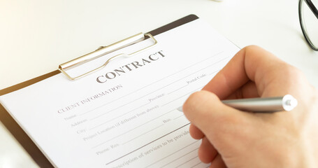 Man signing contract. Close up. Deal concept
