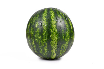 Whole round watermelon isolated on white background