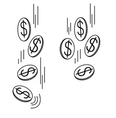 vector image of falling dollar coins