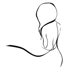 vector illustration silhouette of a slender girl from the back