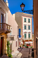 Fototapeta na wymiar Alley of La Maddalena (Olbia-Tempio, Sardinia, Italy).