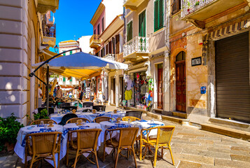 Fototapeta na wymiar Street view of La Maddalena (Olbia-Tempio, Sardinia, Italy).