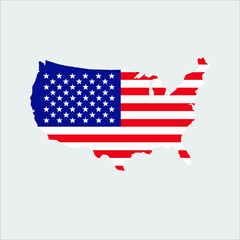 Vector illustration of United States flag map. Vector map. 