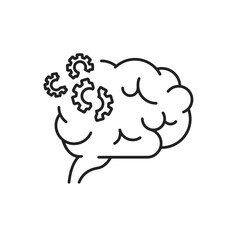 Brain disease dementia line black icon. Human organ concept. Decline in memory. Decrease in mental human abilities. Sign for web page, mobile app, button, logo. Editable stroke