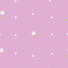 Cute Repeat Daisy Wildflower Pattern with light pink background. Seamless floral pattern. White Daisy. Stylish repeating texture. Repeating texture. 
