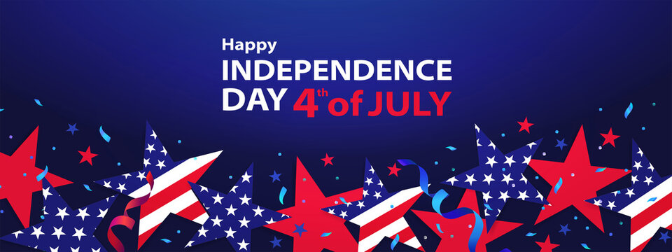 Fourth of July. 4th of July holiday banner. USA Independence Day background for sale, discount, advertisement, web. Place for your text