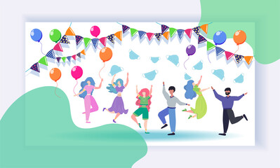 Concept of ending pandemic. People celebrate the end of quarantine, throw masks in the air. coronavirus epidemic covid-19. Banner. Ending quarantine. Quarantine canceled.