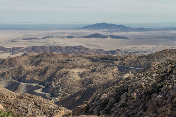 Scenic road from mexicali city to tecate city, la rumorosa mountain view, baja california state.  Mexico