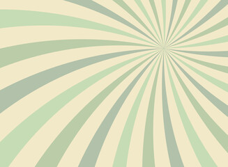 Sunlight swirl rays background. green and beige spiral burst wallpaper.