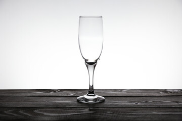 empty transparent wine glass on white background