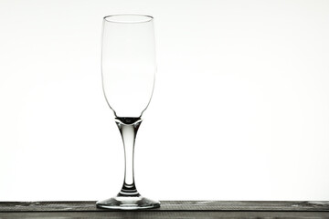 empty transparent wine glass on white background