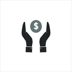 dollar icon between two hands, business, finance, economy vector illustration
