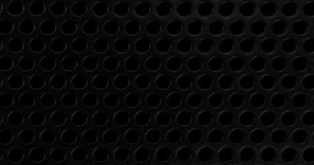 Metal background, black steel plate with holes,Black metal texture steel background. Perforated...