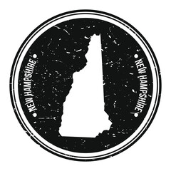 New Hampshire Map Symbol Round Design Stamp Travel and Business
