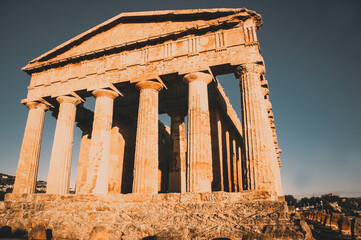 Columns of the Temple of Concordia in the Valley of the Temples in Agrigento, Sicily, Italy