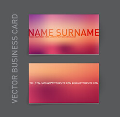 Vector business card template with blurry background