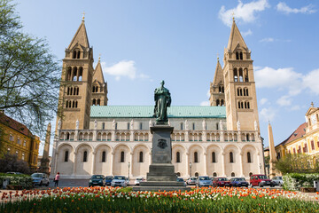 Peter and Paul Basilica in Pecs on sunny day, Hungary