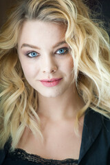 Naklejka premium Pretty blonde woman portrait with make up