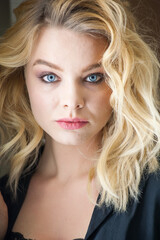 Fototapeta premium Pretty blonde woman portrait with make up