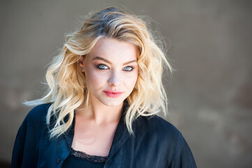 Fototapeta premium Perfect blonde woman with professional make up and hair