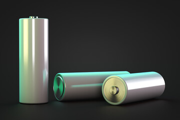 Three unnamed battery on a dark background.