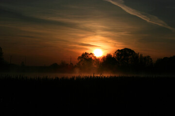 Sunrise on the Biebrza river in Biebrza National Park, Poland