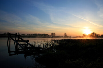 Sunrise on the Biebrza river in Biebrza National Park, Poland