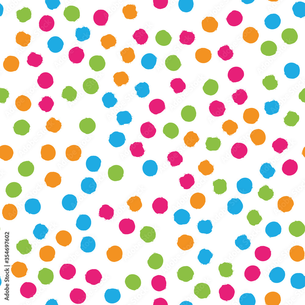 Poster scattered colorful brush dots. seamless background pattern. abstract vector wallpaper