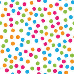 Scattered colorful brush dots. Seamless background pattern. Abstract vector wallpaper
