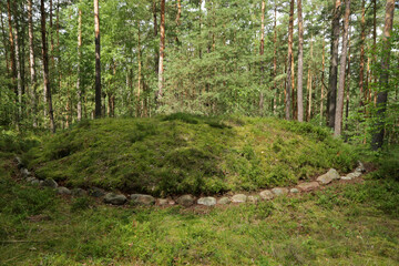 Stone circles near Lesno village in Bory Tucholskie National Park, Poland