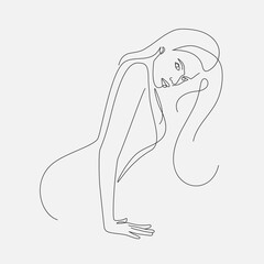 Line art woman illustration. Modern minimal design. Eps10 vector.