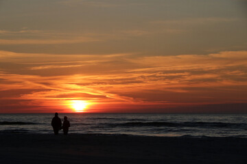 Fototapeta na wymiar Sunset on the beach in Debki, Baltic sea, Poland