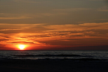 Sunset on the beach in Debki, Baltic sea, Poland