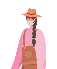 Female gardener with mask vector design