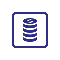 Coins icon on white background.