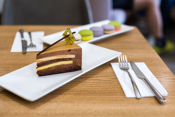 Naklejka na ściany i meble chocolate cake on a plate