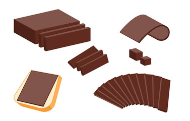 Sliced butter and sliced of delicious chocolate butter realistic set vector illustration