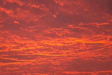 red sky and clouds