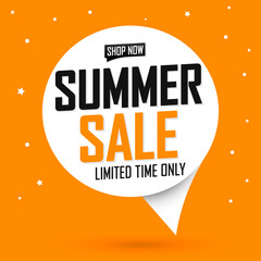 Fototapeta na wymiar Summer Sale, tag design template, discount speech bubble banner, app icon, vector illustration