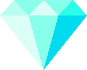 Blue diamond in a flat style. Gem, diamond or diamond on a white background.