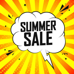 Summer Sale, tag design template, discount speech bubble banner, app icon, vector illustration