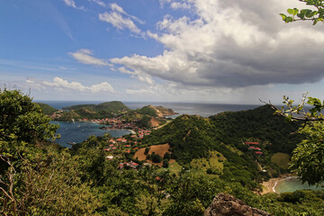 Terre de haut wide shot view from Le Chameau hill. Les Saintes Guadalupe
