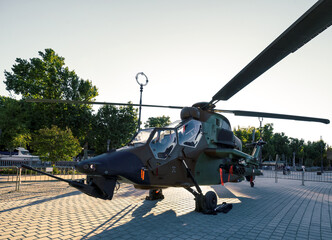Attack Helicopter HA.28 Tiger. Display of military vehicles. Spanish Armed Forces Day.