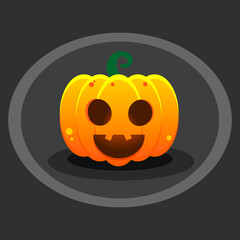 Halloween pumpkin on a dark background. Pumpkin with open mouth and light from the inside.