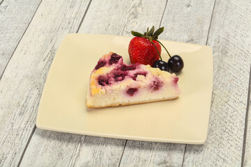 Cheesecake with cherry served strawberry