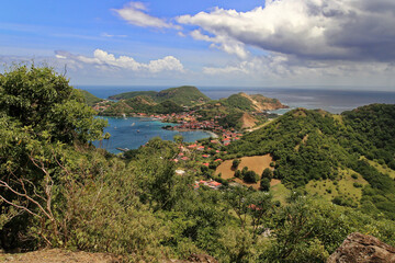 Fototapeta premium Terre de haut wide shot view from Le Chameau hill.Guadeloupe. Les saintes 