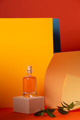 Abstract geometric background using orange, blue, yellow
