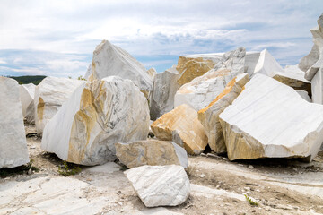 marble stones at the marble quarry in Buguldeyk