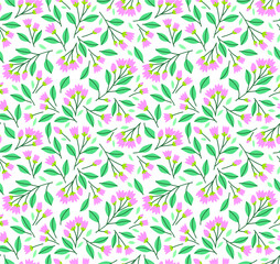 Vector seamless pattern. Pretty pattern in small flower. Small pink flowers. White background. Ditsy floral background. The elegant the template for fashion prints.